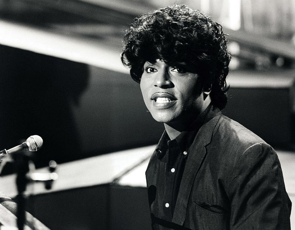 American singer and musician Little Richard seated at a piano on a television show in London circa 1966.