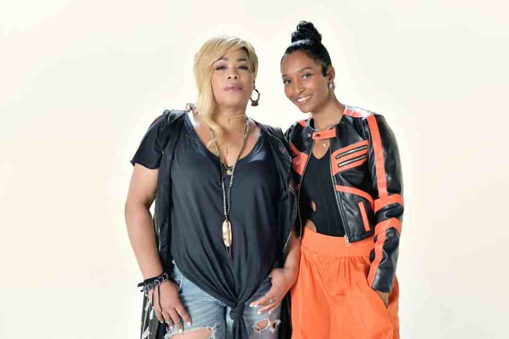 LOS ANGELES, CALIFORNIA - MAY 14: Chilli and T-Boz, from TLC, pose for their upcoming summer tour with Flo Rida and Nelly on May 14, 2019 in Los Angeles, California.