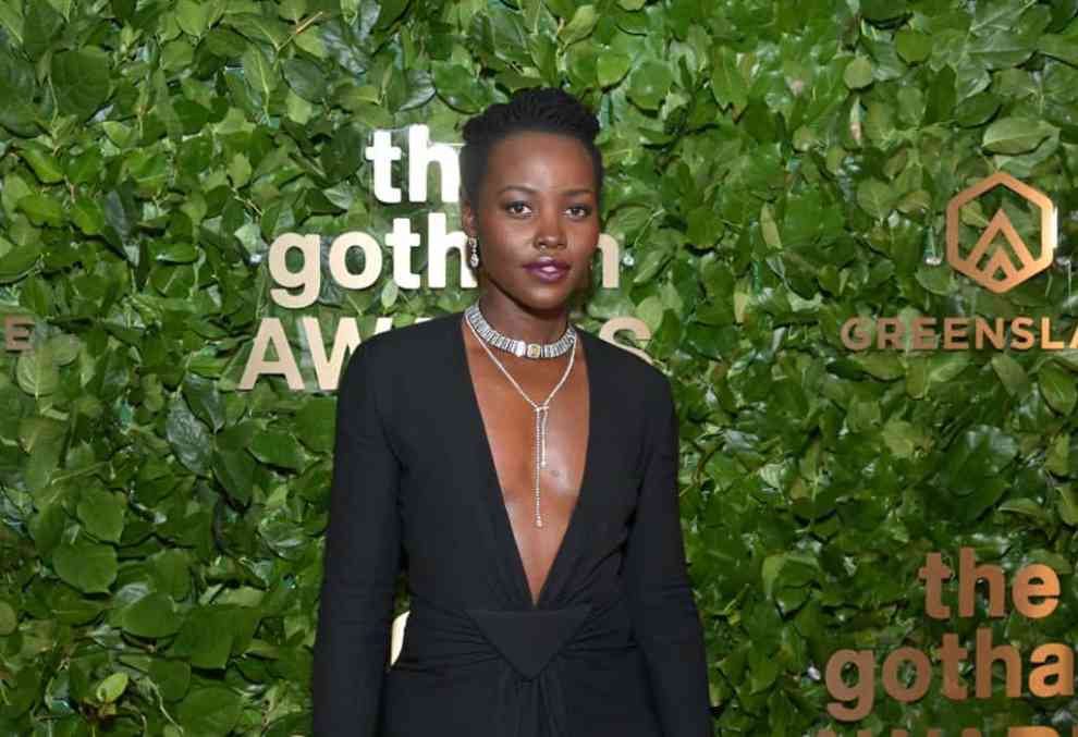 NEW YORK, NEW YORK - NOVEMBER 28: Lupita Nyong'o poses in the GreenSlate Greenroom At The 2022 Gotham Awards at Cipriani Wall Street on November 28, 2022 in New York City.