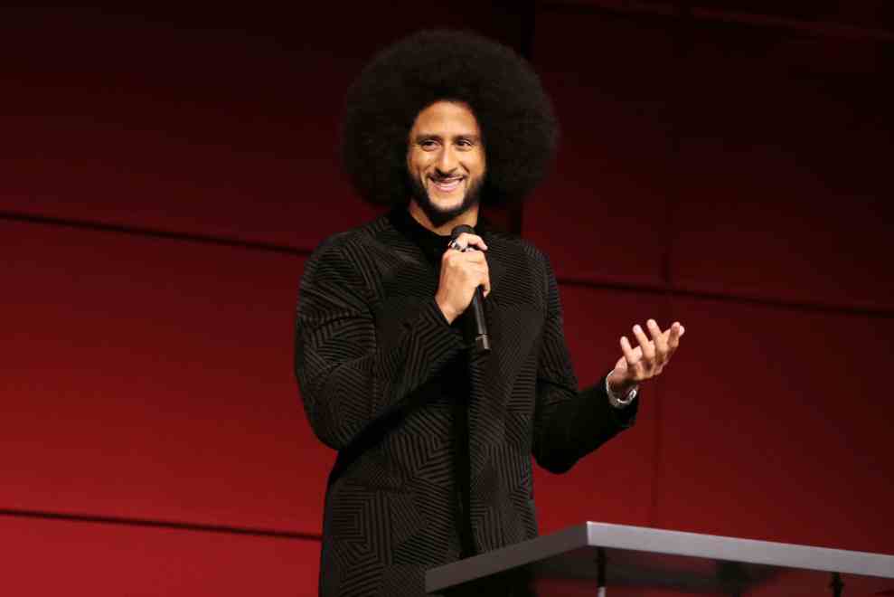 LOS ANGELES, CALIFORNIA - OCTOBER 28: Colin Kaepernick speaks onstage during the Netflix Limited Series "Colin in Black and White" Premiere at Los Angeles County Museum of Art on October 28, 2021 in Los Angeles, California.
