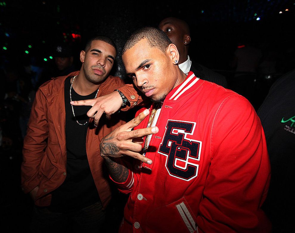 NEW YORK - AUGUST 24: Drake and Chris Brown visit Greenhouse on August 24, 2010 in New York City.
