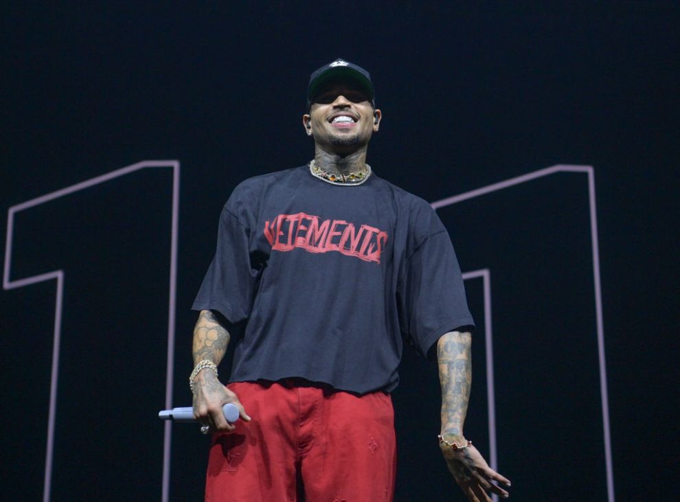 ATLANTA, GEORGIA - JULY 14: Chris Brown performs during Chris Brown In Concert at State Farm Arena on July 14, 2024 in Atlanta, Georgia.