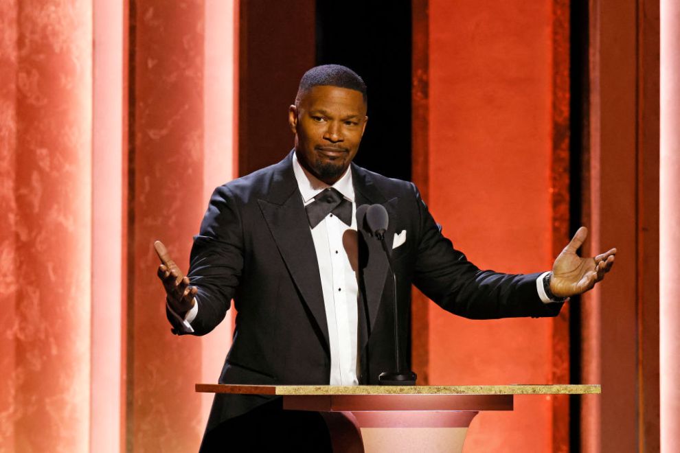 US actor Jamie Foxx speaks during the Academy of Motion Picture Arts and Sciences' 15th Annual Governors Awards at the Ray Dolby Ballroom in Los Angeles on November 17, 2024. (Photo by Etienne LAURENT / AFP)
