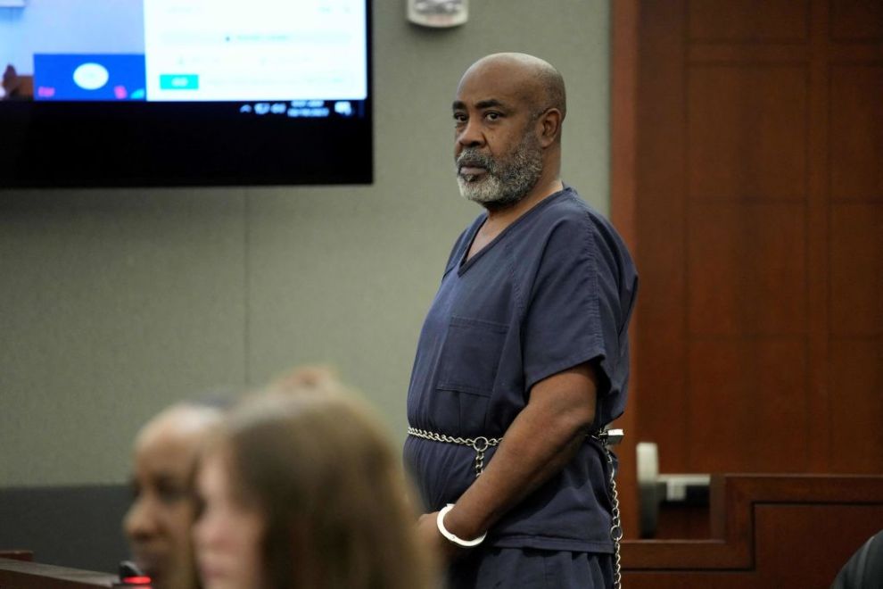 Duane "Keefe D" Davis, 60, appears in a Las Vegas court on October 19, 2023 for his arraignment on murder charges in the death of rapper Tupac Shakur. Shakur, 25, died on September 7, 1996, six days after being shot while in a car near the Las Vegas Strip.