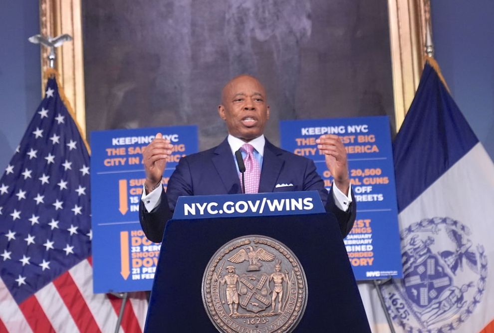 New York City Mayor Eric Adams holds a press briefing after former Governor Andrew Cuomo enters the mayoral race on March 03, 2025 in New York United States.