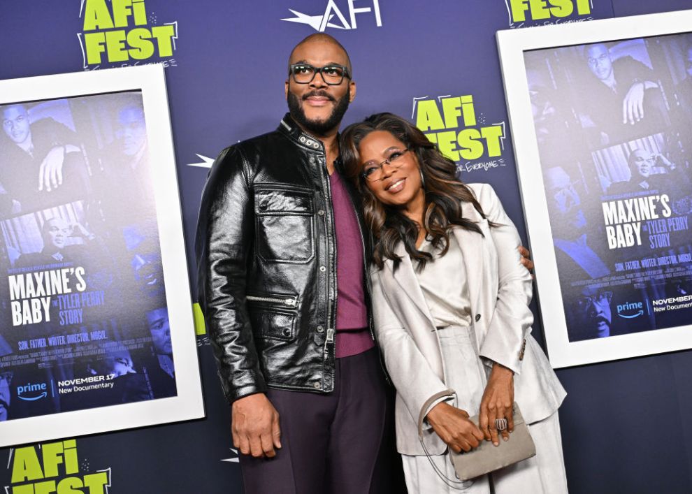 Tyler Perry and Oprah Winfrey attend the 2023 AFI Fest - Centerpiece Screening of "Maxine's Baby: The Tyler Perry Story" at TCL Chinese Theatre on October 27, 2023 in Hollywood, California.