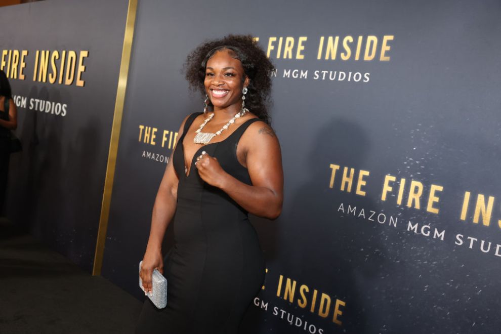 LOS ANGELES, CALIFORNIA - DECEMBER 04: Claressa Shields attends the Los Angeles Premiere Of "The Fire Inside" at DGA Theater Complex on December 04, 2024 in Los Angeles, California.
