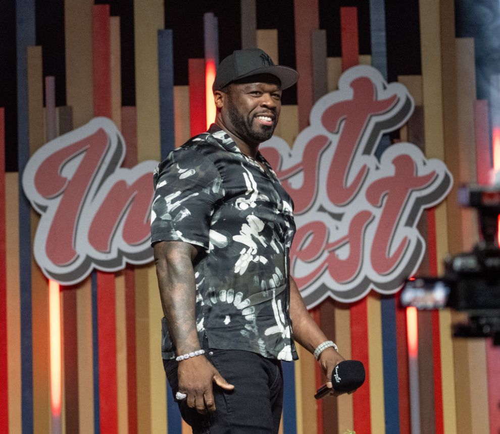 ATLANTA, GEORGIA - AUGUST 23: 50 Cent speaks onstage during Invest Fest 2024 at Georgia World Congress Center on August 23, 2024 in Atlanta, Georgia.
