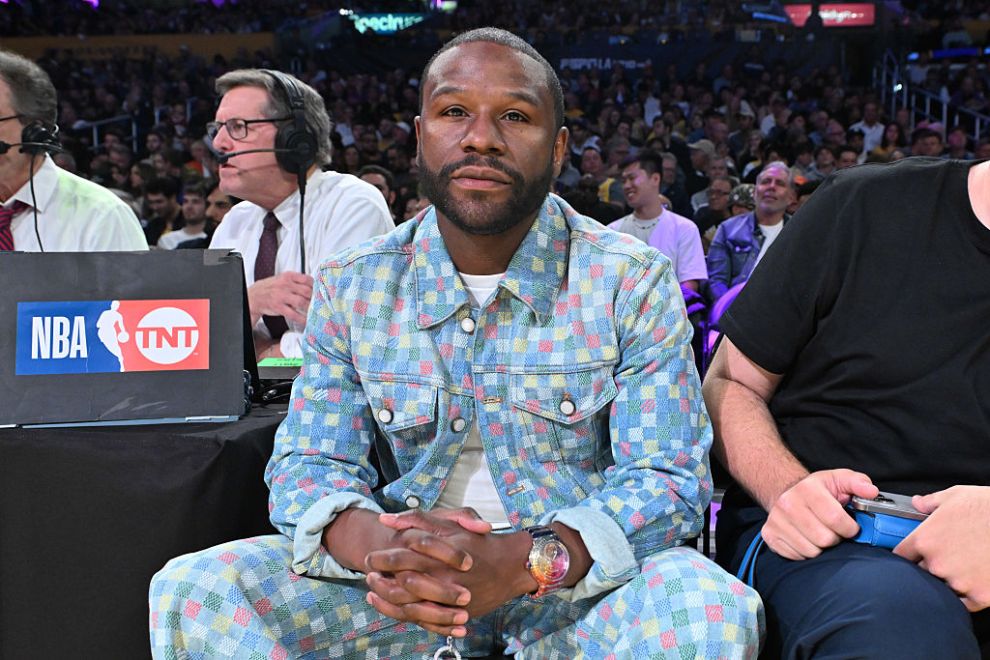 LOS ANGELES, CALIFORNIA - APRIL 22: Floyd Mayweather Jr. attends a basketball game between the Los Angeles Lakers and the Minnesota Timberwolves at Crypto.com Arena on April 22, 2025 in Los Angeles, California. NOTE TO USER: User expressly acknowledges and agrees that, by downloading and or using this photograph, User is consenting to the terms and conditions of the Getty Images License Agreement.