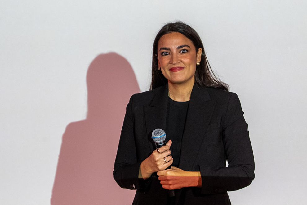 NEW YORK, NEW YORK - MAY 2: Rep. Alexandria Ocasio-Cortez (D-NY) departs from a town hall gathering on May 2, 2025 in New York City. U.S. Rep. Alexandria Ocasio-Cortez (D-NY) has been traveling across the United States with Sen. Bernie Sanders (I-VT) on his "Fighting Oligarchy" tour.