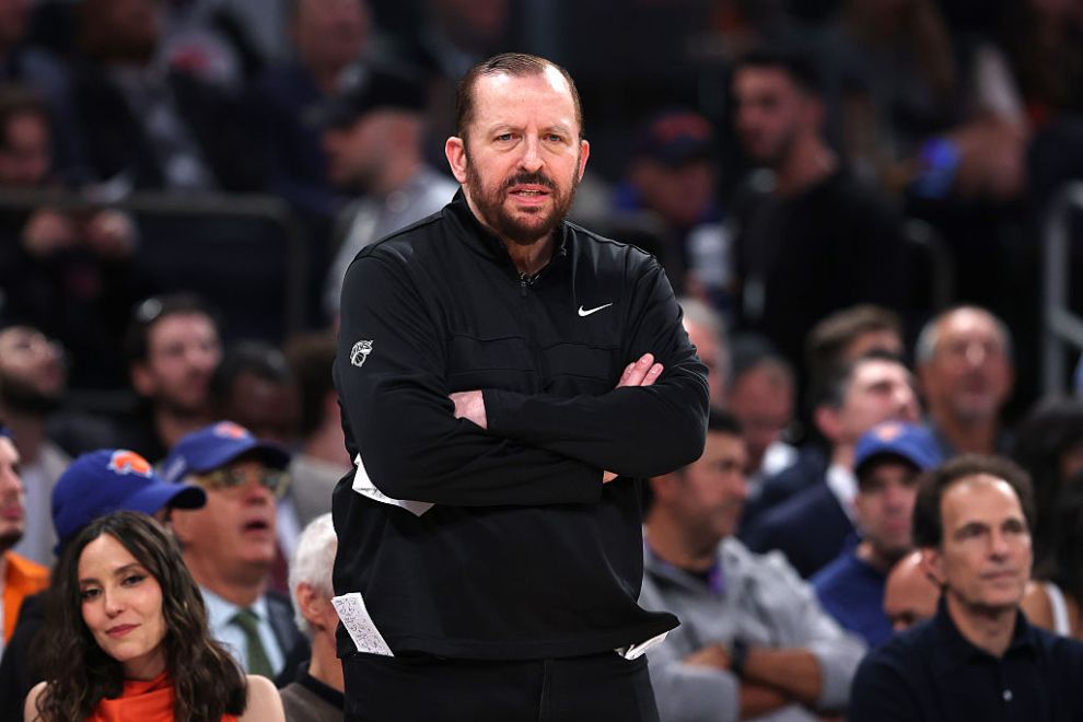 NEW YORK, NEW YORK - MAY 21: Head coach Tom Thibodeau of the New York Knicks looks on against the Indiana Pacers during the second quarter in Game One of the Eastern Conference Finals of the 2025 NBA Playoffs at Madison Square Garden on May 21, 2025 in New York City. NOTE TO USER: User expressly acknowledges and agrees that, by downloading and or using this photograph, User is consenting to the terms and conditions of the Getty Images License Agreement