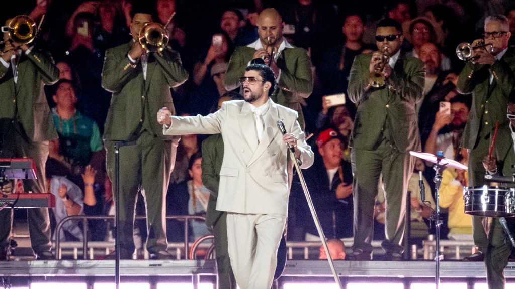 Bad Bunny performing on tour